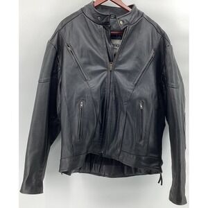 Mens Motorcycle Jacket Unik Premium Size 54 Leather Removable Inner Liner Black